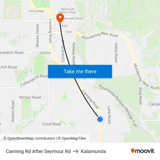 Canning Rd After Seymour Rd to Kalamunda map