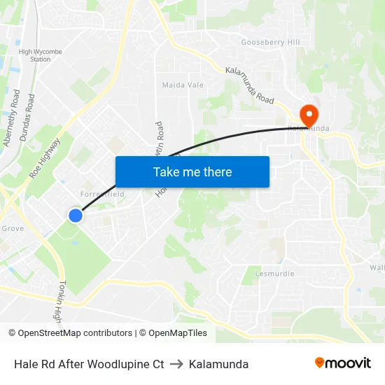 Hale Rd After Woodlupine Ct to Kalamunda map