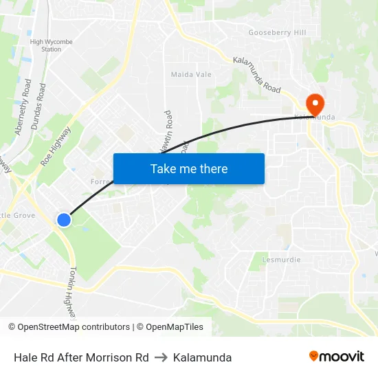 Hale Rd After Morrison Rd to Kalamunda map
