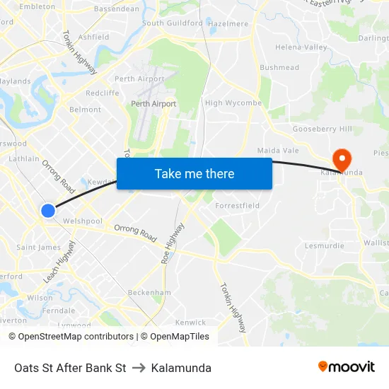 Oats St After Bank St to Kalamunda map