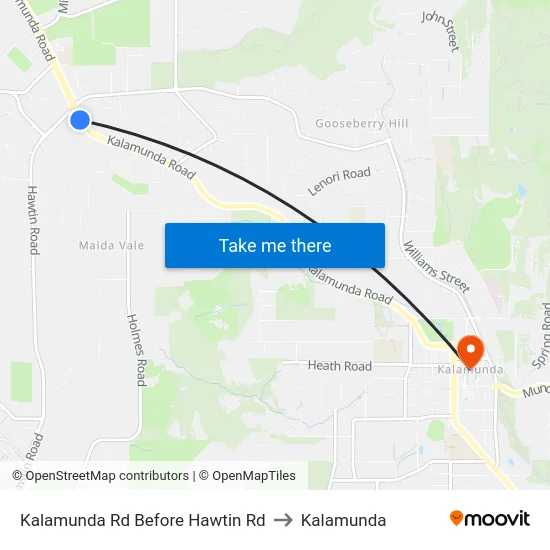 Kalamunda Rd Before Hawtin Rd to Kalamunda map