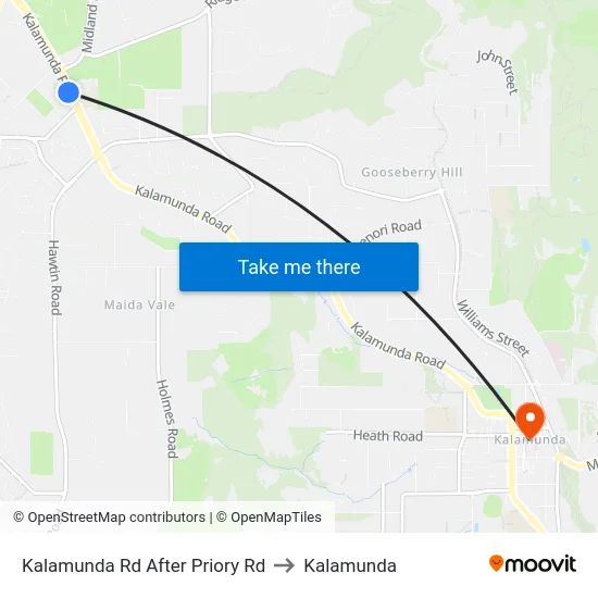 Kalamunda Rd After Priory Rd to Kalamunda map