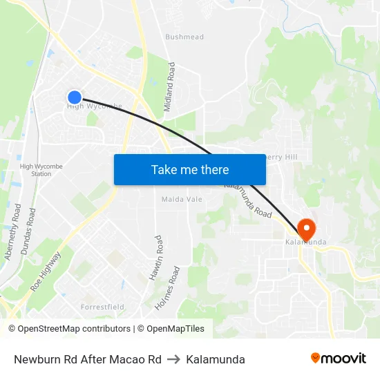 Newburn Rd After Macao Rd to Kalamunda map