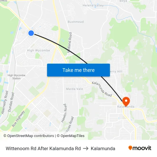 Wittenoom Rd After Kalamunda Rd to Kalamunda map
