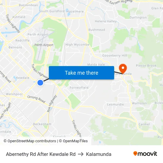 Abernethy Rd After Kewdale Rd to Kalamunda map