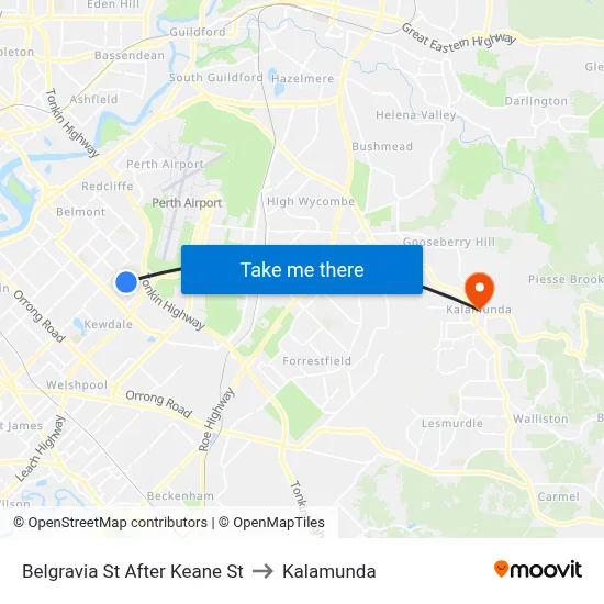 Belgravia St After Keane St to Kalamunda map