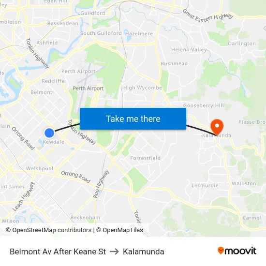 Belmont Av After Keane St to Kalamunda map
