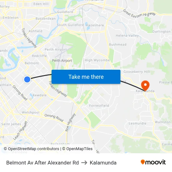 Belmont Av After Alexander Rd to Kalamunda map