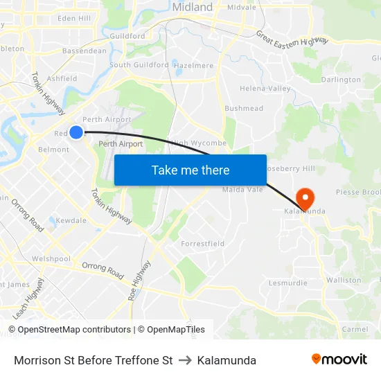 Morrison St Before Treffone St to Kalamunda map