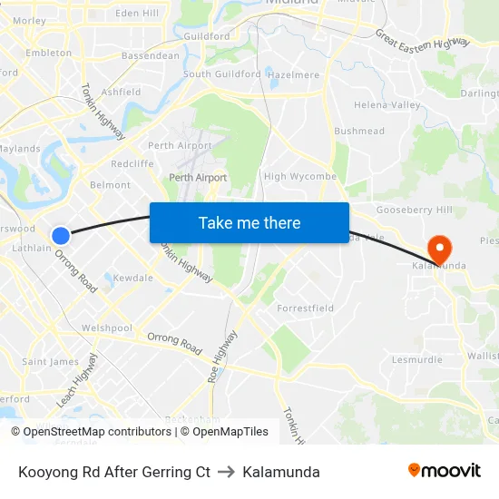 Kooyong Rd After Gerring Ct to Kalamunda map