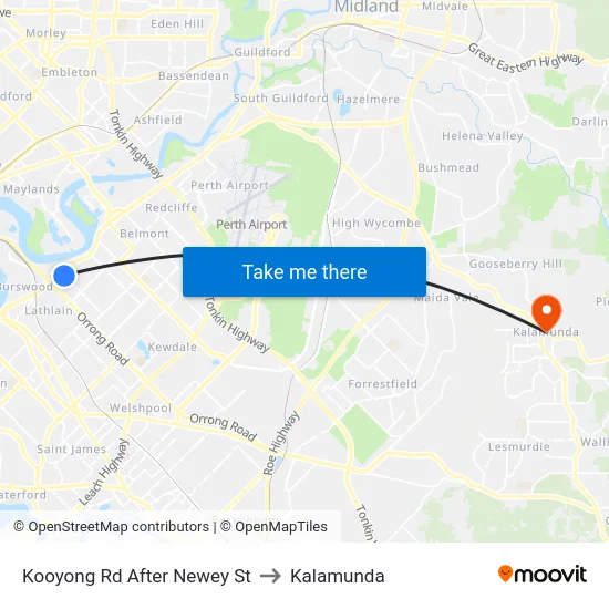 Kooyong Rd After Newey St to Kalamunda map