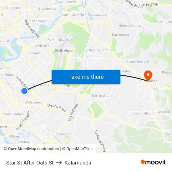 Star St After Oats St to Kalamunda map