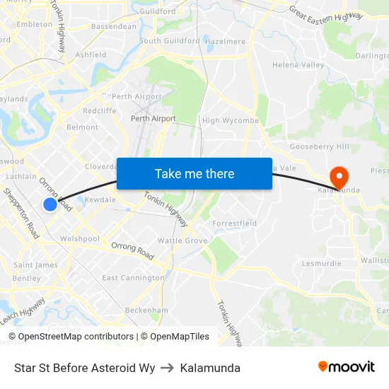 Star St Before Asteroid Wy to Kalamunda map