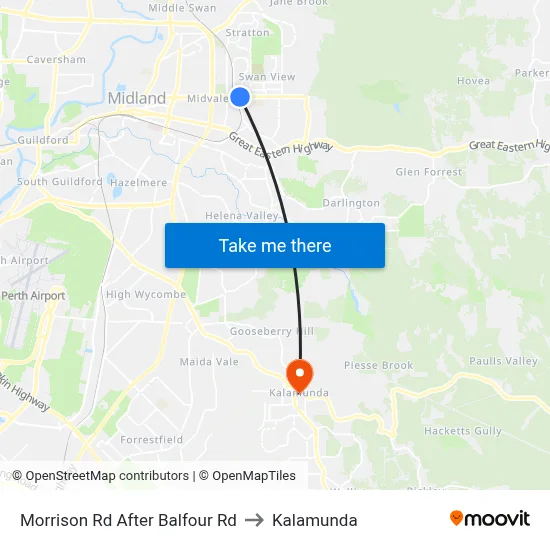 Morrison Rd After Balfour Rd to Kalamunda map