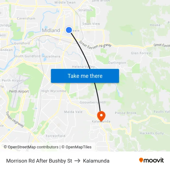 Morrison Rd After Bushby St to Kalamunda map