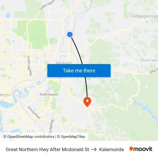 Great Northern Hwy After Mcdonald St to Kalamunda map