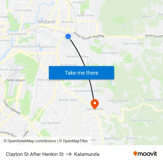 Clayton St After Henkin St to Kalamunda map