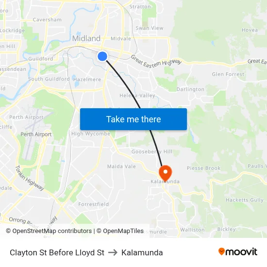 Clayton St Before Lloyd St to Kalamunda map