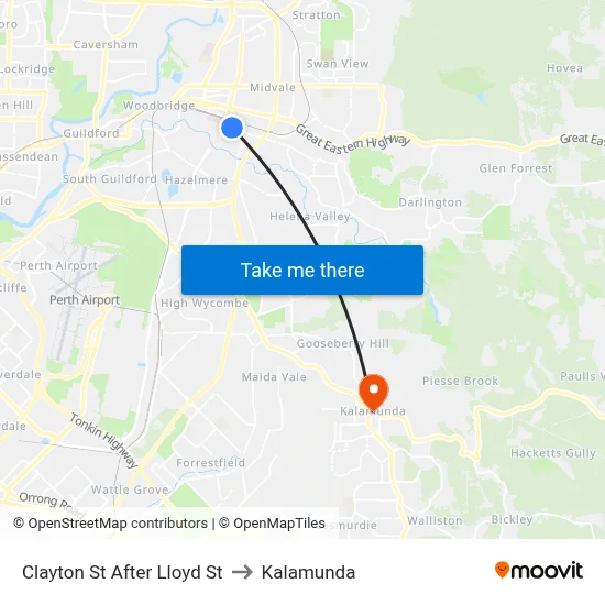 Clayton St After Lloyd St to Kalamunda map