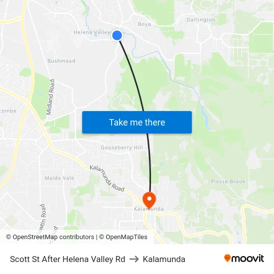Scott St After Helena Valley Rd to Kalamunda map