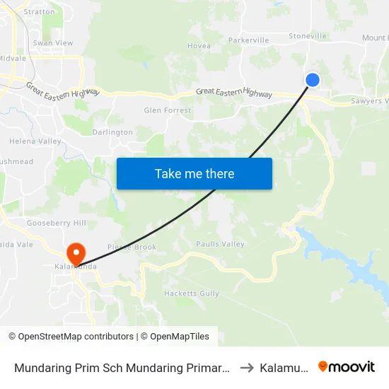 Mundaring Prim Sch   Mundaring Primary School to Kalamunda map