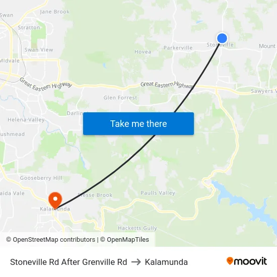 Stoneville Rd After Grenville Rd to Kalamunda map