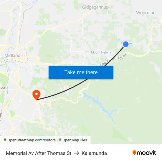 Memorial Av After Thomas St to Kalamunda map