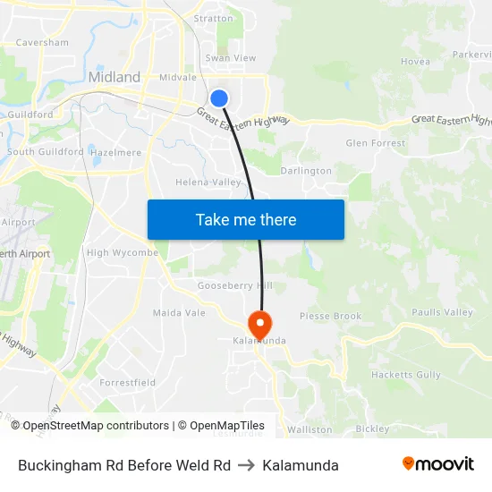 Buckingham Rd Before Weld Rd to Kalamunda map