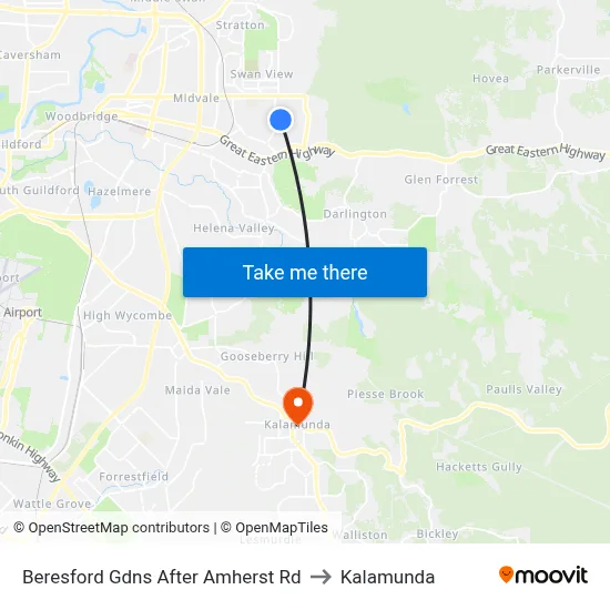 Beresford Gdns After Amherst Rd to Kalamunda map