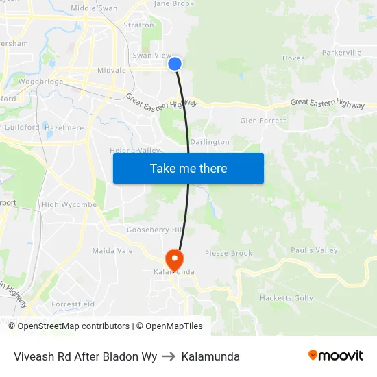 Viveash Rd After Bladon Wy to Kalamunda map