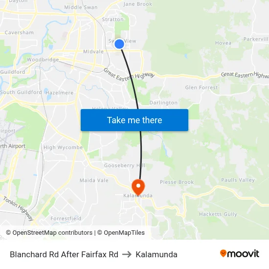 Blanchard Rd After Fairfax Rd to Kalamunda map
