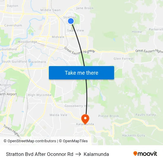 Stratton Bvd After Oconnor Rd to Kalamunda map