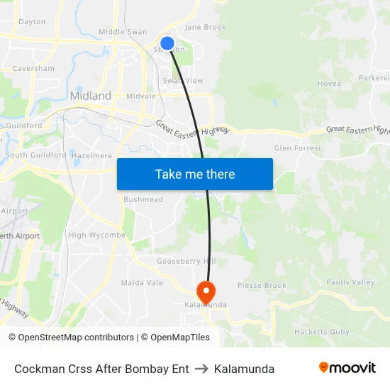 Cockman Crss After Bombay Ent to Kalamunda map