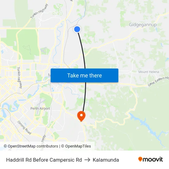 Haddrill Rd Before Campersic Rd to Kalamunda map