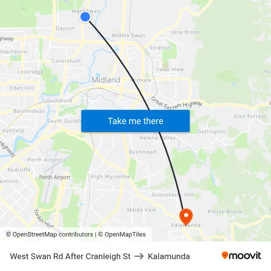 West Swan Rd After Cranleigh St to Kalamunda map