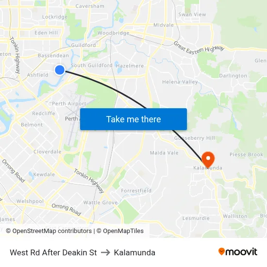 West Rd After Deakin St to Kalamunda map