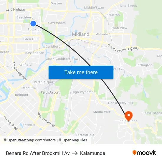 Benara Rd After Brockmill Av to Kalamunda map