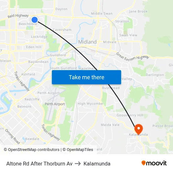 Altone Rd After Thorburn Av to Kalamunda map