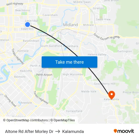 Altone Rd After Morley Dr to Kalamunda map