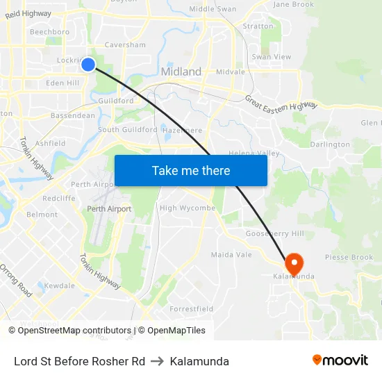 Lord St Before Rosher Rd to Kalamunda map