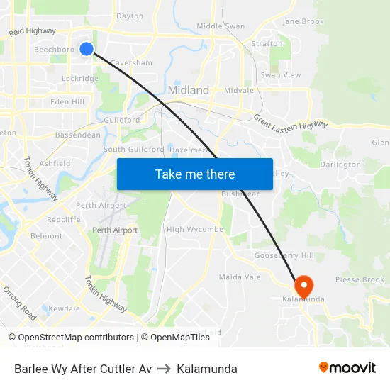 Barlee Wy After Cuttler Av to Kalamunda map