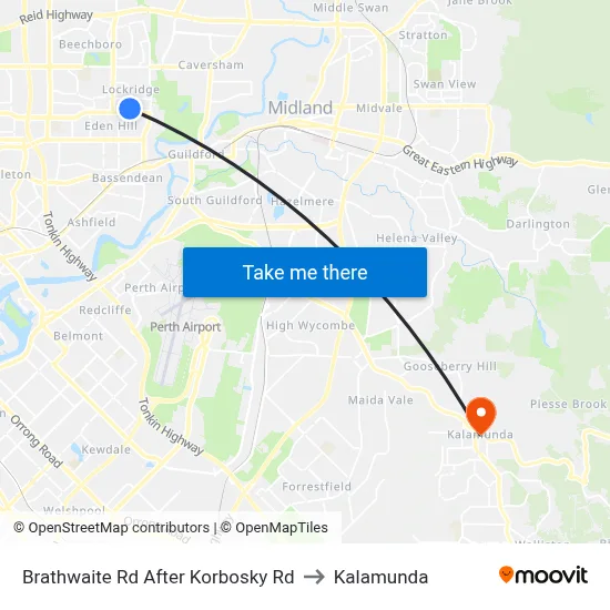 Brathwaite Rd After Korbosky Rd to Kalamunda map