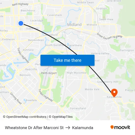 Wheatstone Dr After Marconi St to Kalamunda map