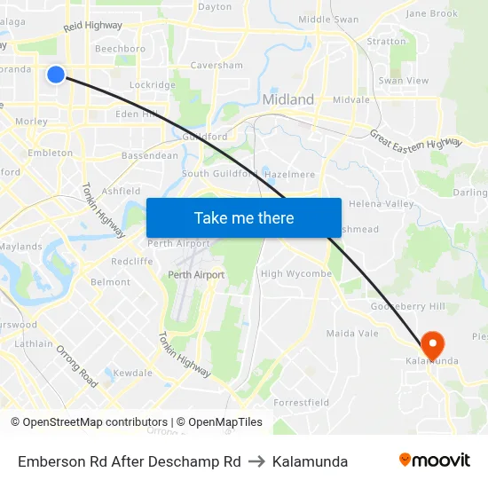 Emberson Rd After Deschamp Rd to Kalamunda map
