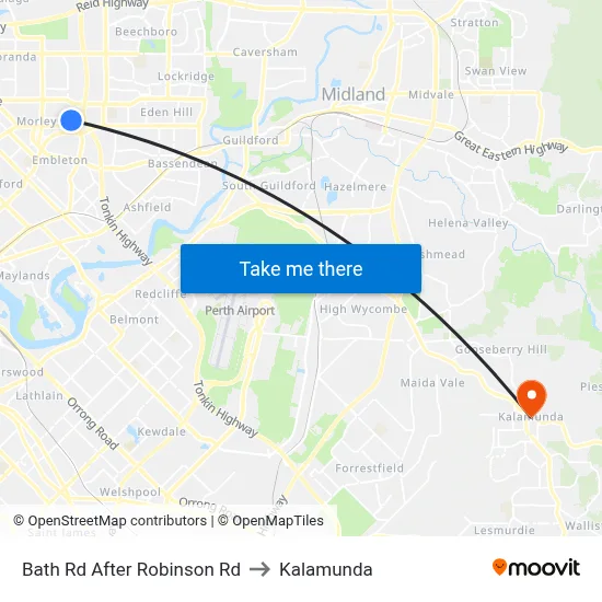 Bath Rd After Robinson Rd to Kalamunda map