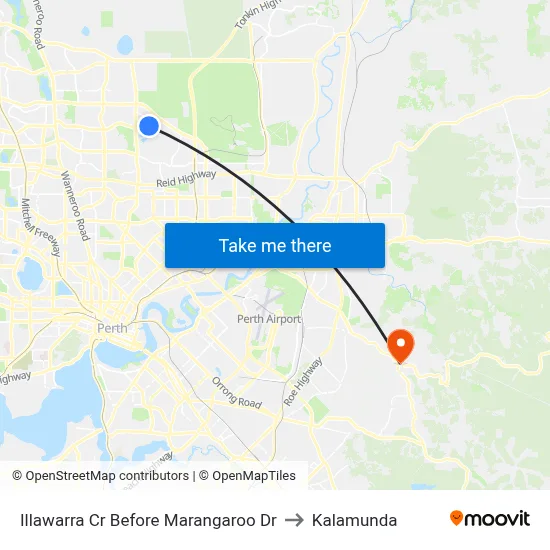 Illawarra Cr Before Marangaroo Dr to Kalamunda map
