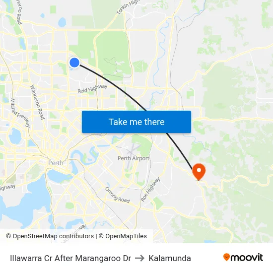 Illawarra Cr After Marangaroo Dr to Kalamunda map