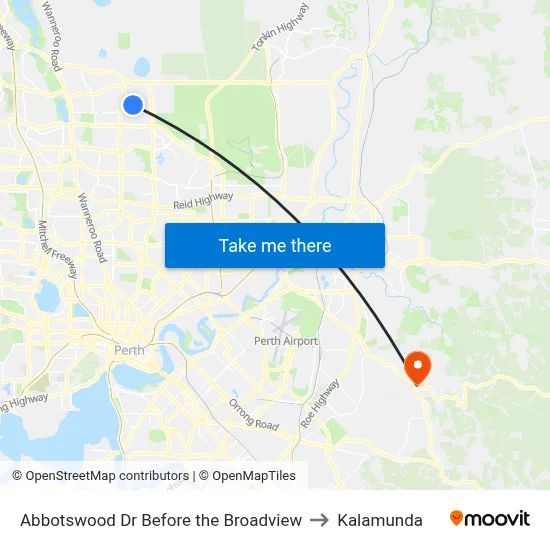 Abbotswood Dr Before the Broadview to Kalamunda map