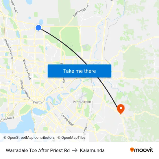 Warradale Tce After Priest Rd to Kalamunda map