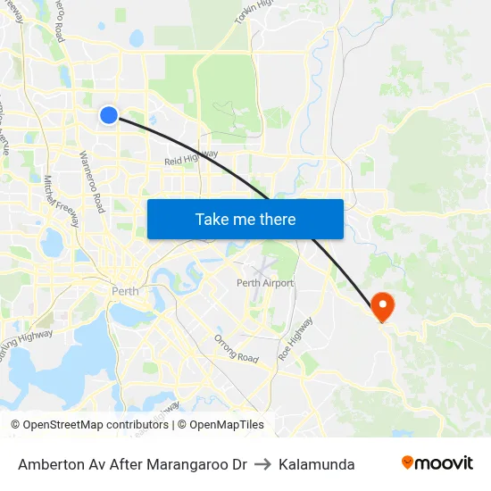 Amberton Av After Marangaroo Dr to Kalamunda map